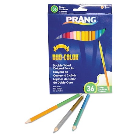 Prang Duo-Color Colored Pencil Sets, 3 mm, 2B (#1), Assrtd Lead/Barrel, PK18 22118